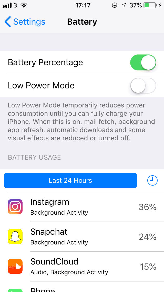 Turn off low power mode