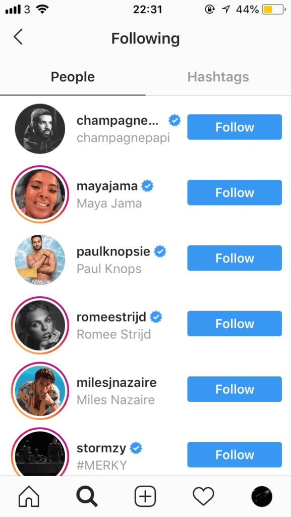 Follow people on instagram