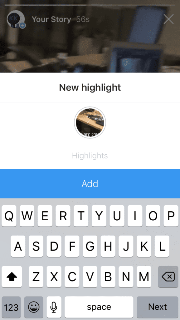 Add story to highlight