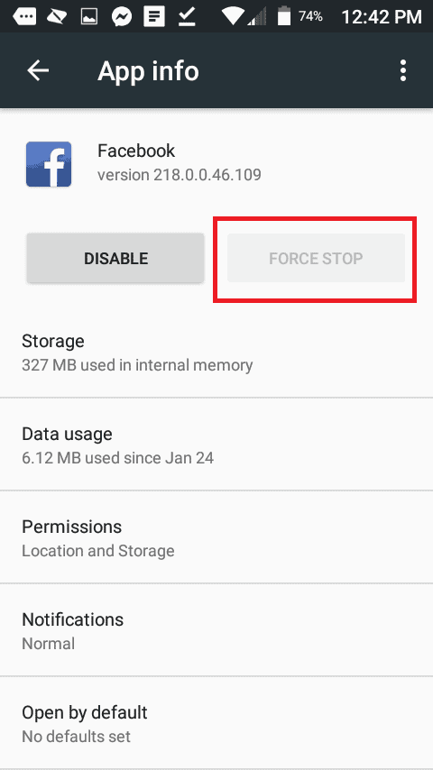 force close facebook