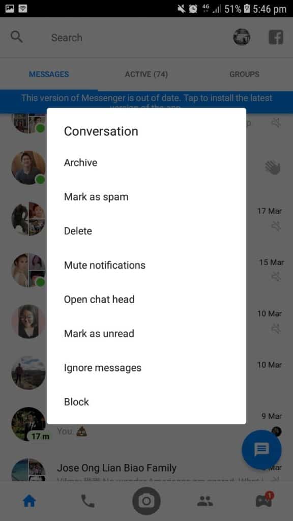 hold and delete conversation