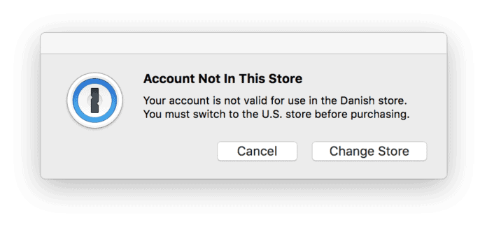 Account not in this store. Your account is not valid for use in the store