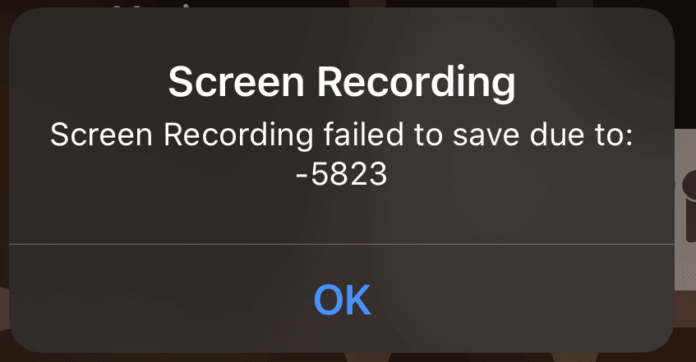 Screen Recording Failed Due to 5831