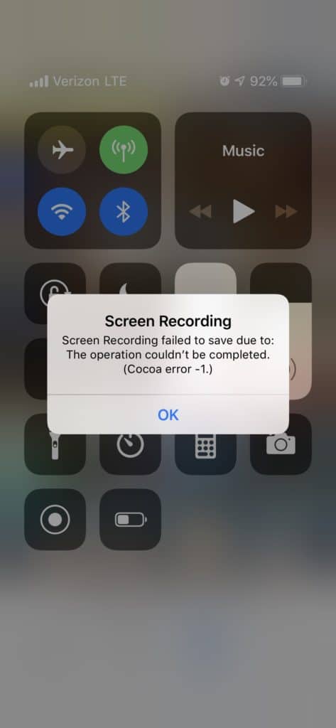 Screen Recording failed to save due to The operation couldn’t be completed (Cocoa error -1)