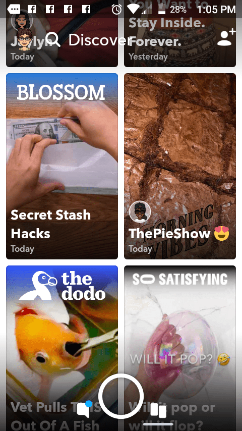 swipe left to go to snapchat discover 