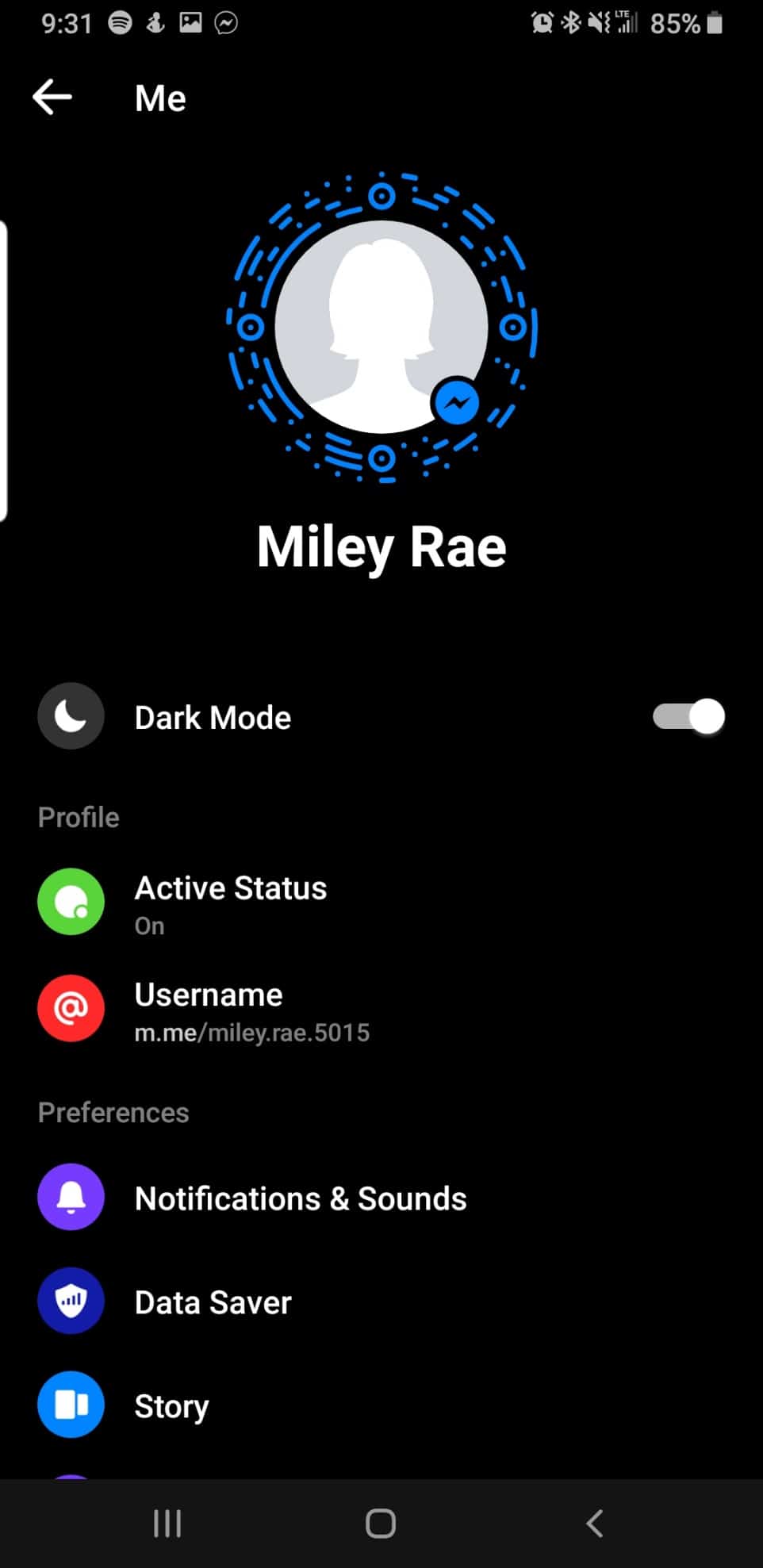 Messenger profile