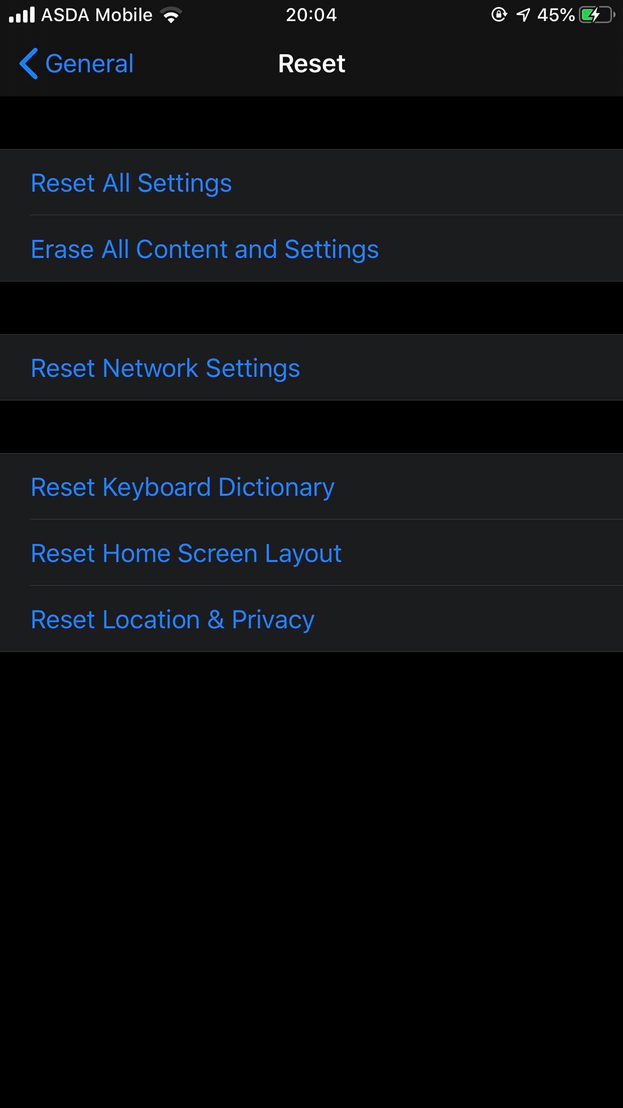 choose the option Reset Network and Settings