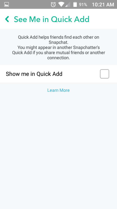 Disable your presence in Quick Add