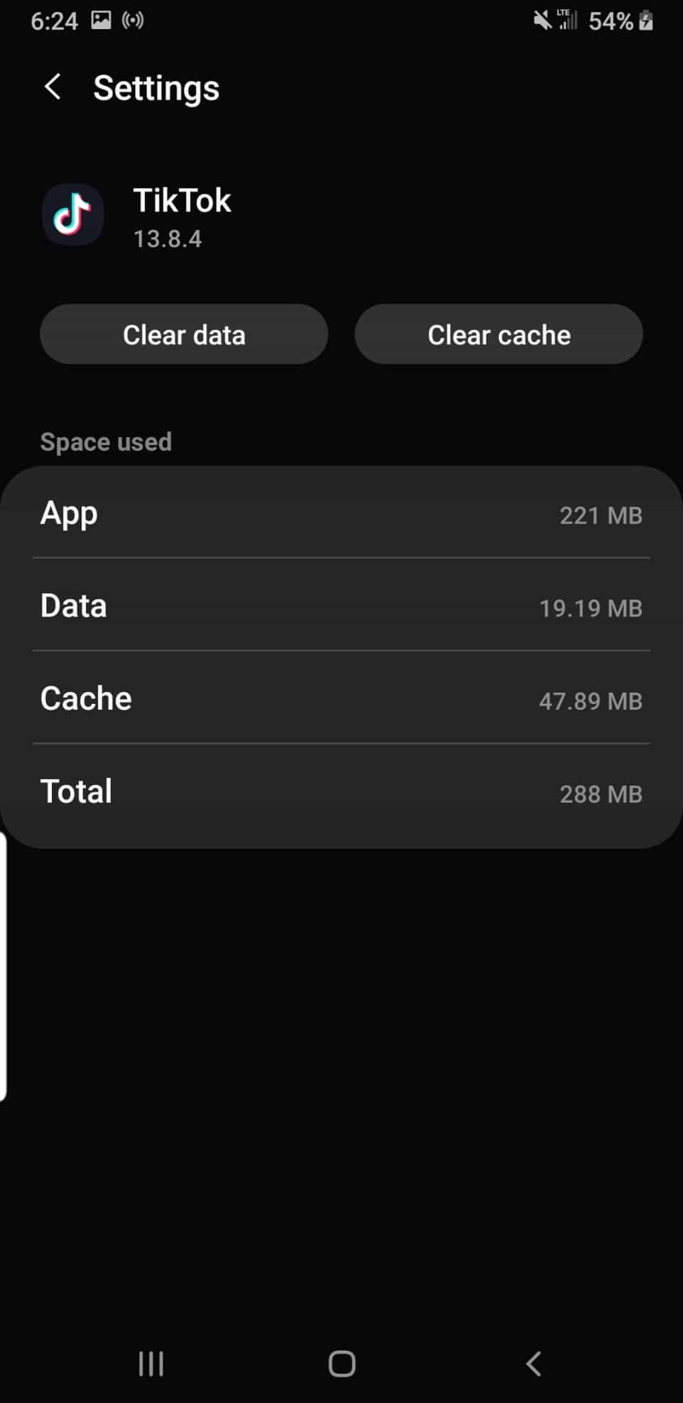 Clear Data and Clear Cache tiktok