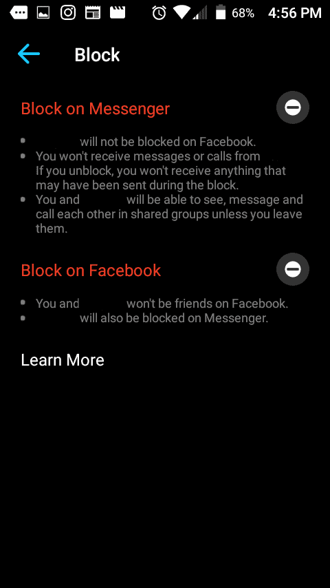 Block on Messenger 