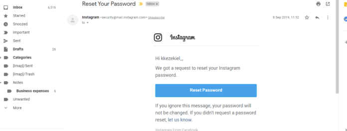 We Got a Request to Reset Your Instagram Password