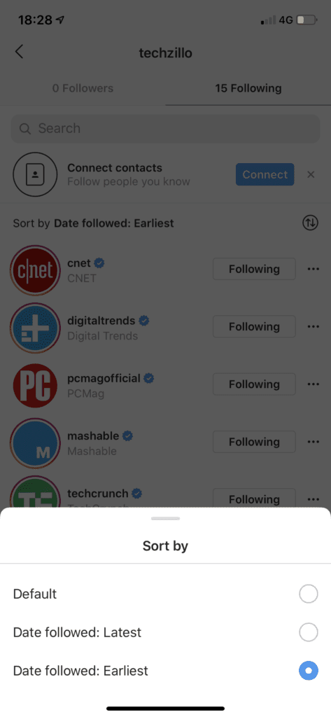 Instagram Following List Order (& Followers)