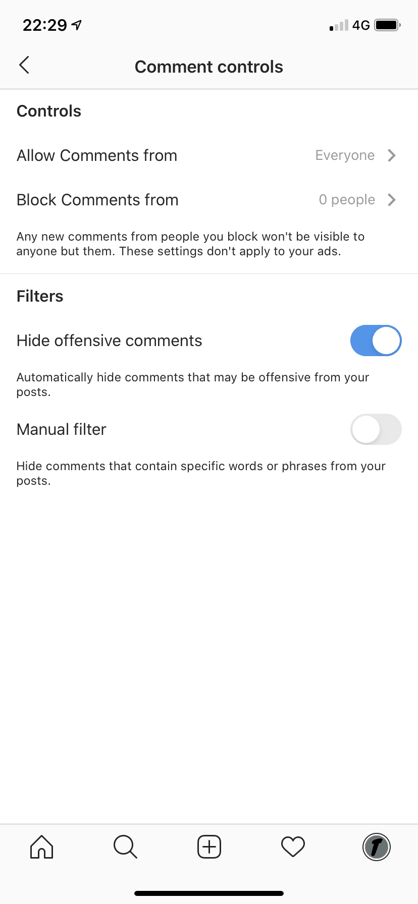 blocked offensive comments