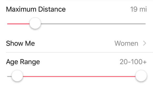 Tinder it doesnt show distance nor age