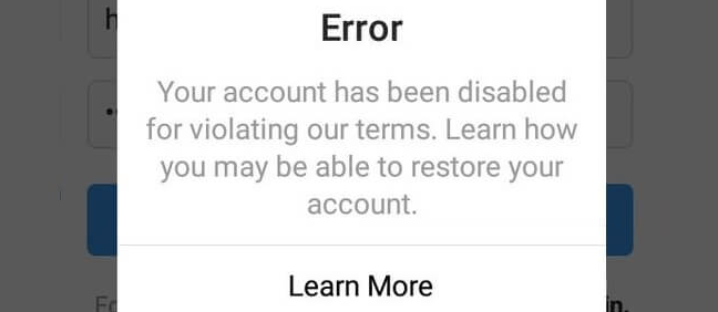 Your Account Has Been Disabled for Violating Our Terms
