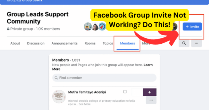 Facebook Group Invite Not Working