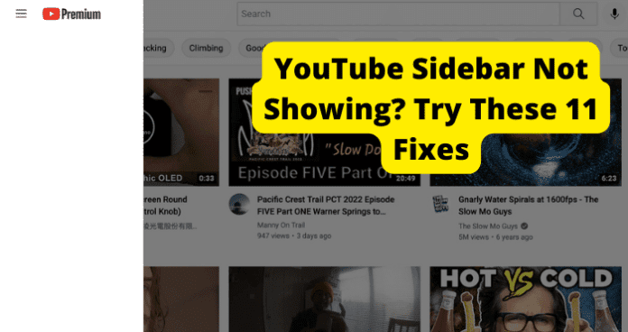 YouTube Sidebar Not Showing