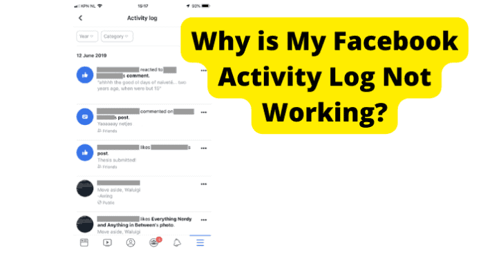 Facebook Activity Log Not Working