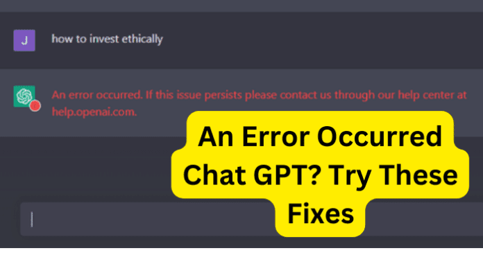 An Error Occurred Chat GPT