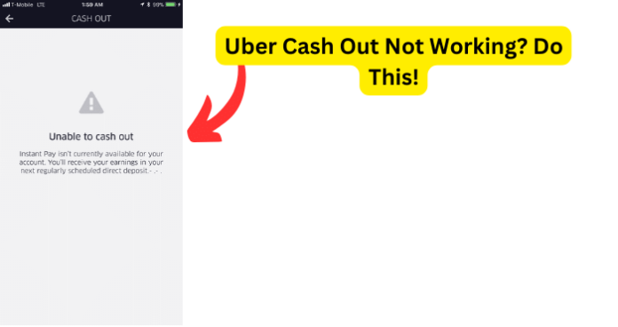 Uber Cash Out Not Working